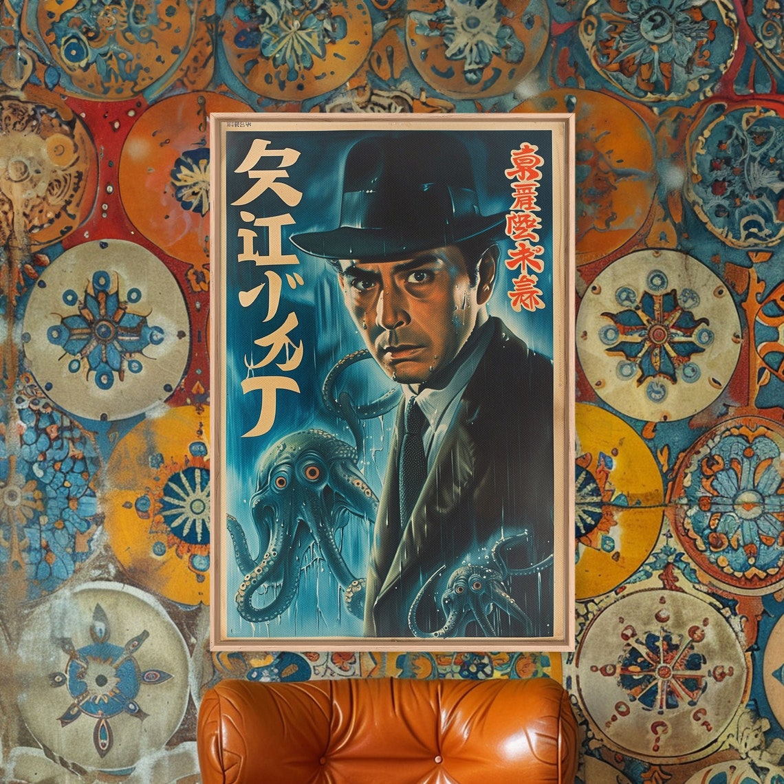 Japanese Detective Noir Octopus Monster Film Style Comic Wall Art - Image 5