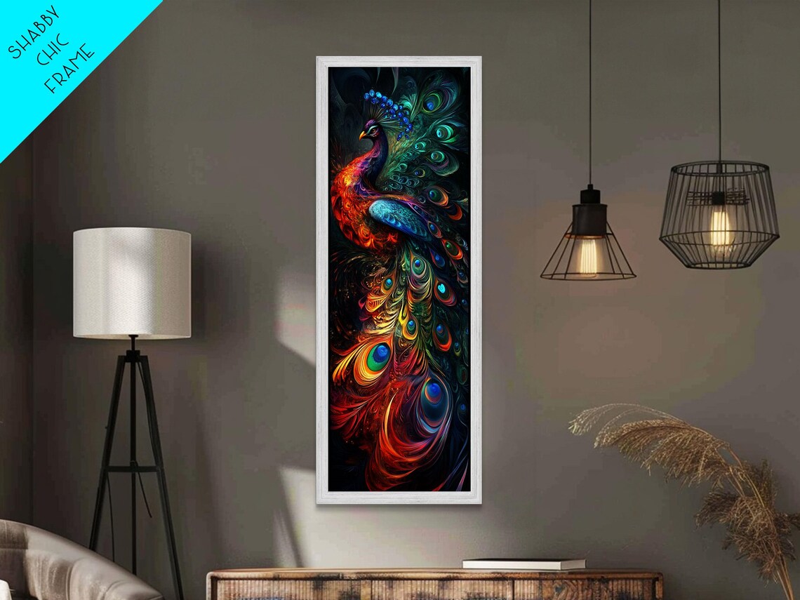 Ethereal Peacock Art Framed Print Rustic Decor Accent Ideal For Moody Art And Home Decor Vibrant Bird Art - Image 6