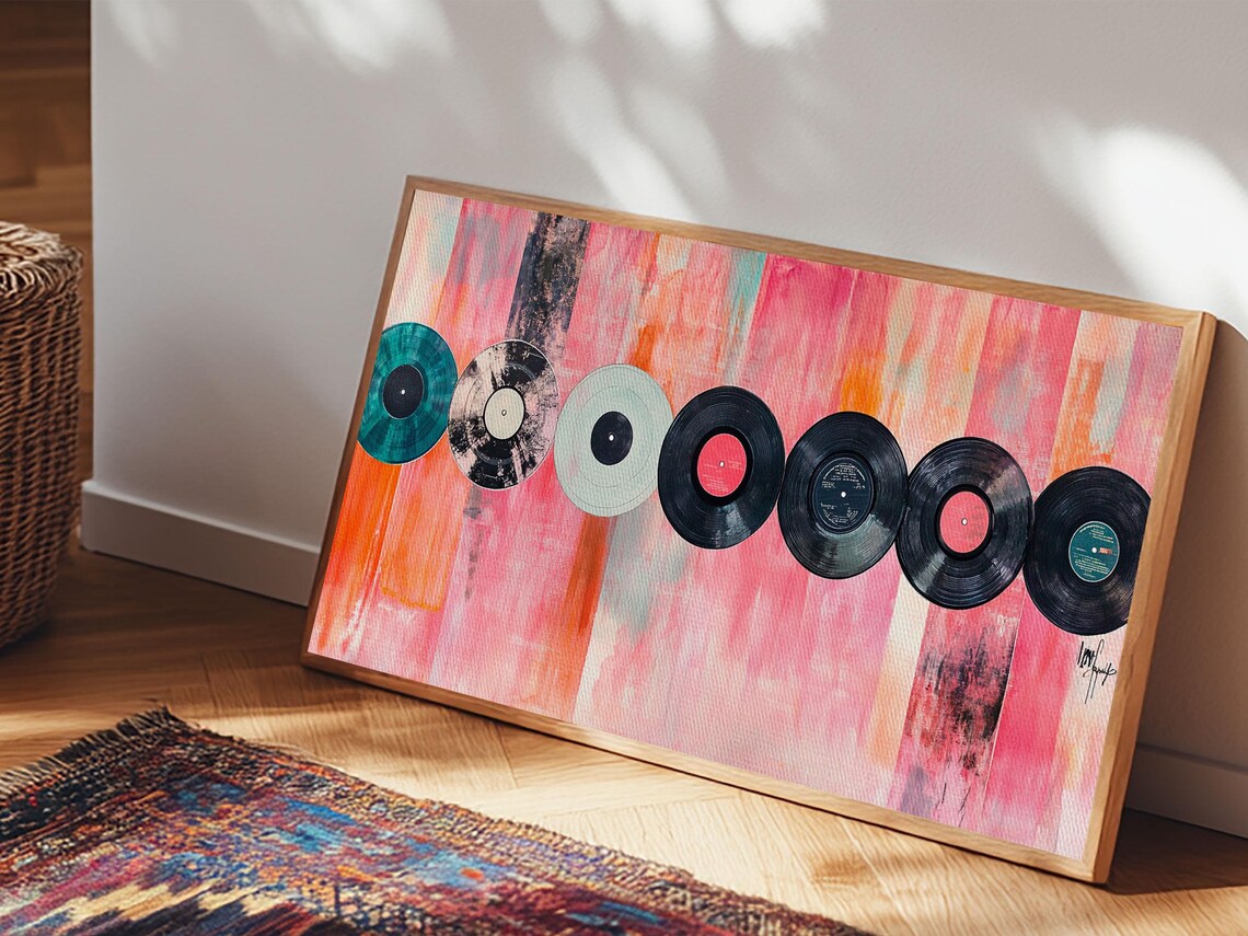 Vinyl Record Abstract Music Art Print, Retro Style - Image 4