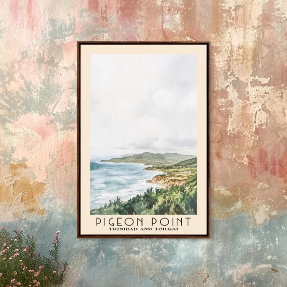 Pigeon Point Trinidad Tobago Green Headland Cliffs Ocean Panorama Travel Poster