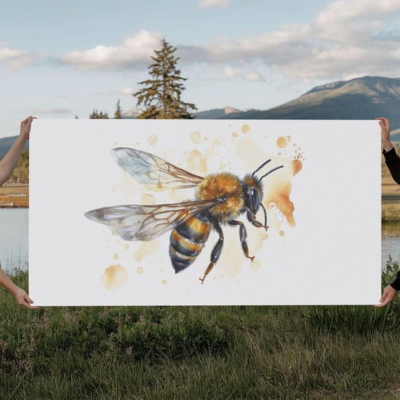 Honey Bee Wall Art Insect Art Nature Wall Art Minimalist Art Panoramic Wall Decor Print Wall Art Framed Art