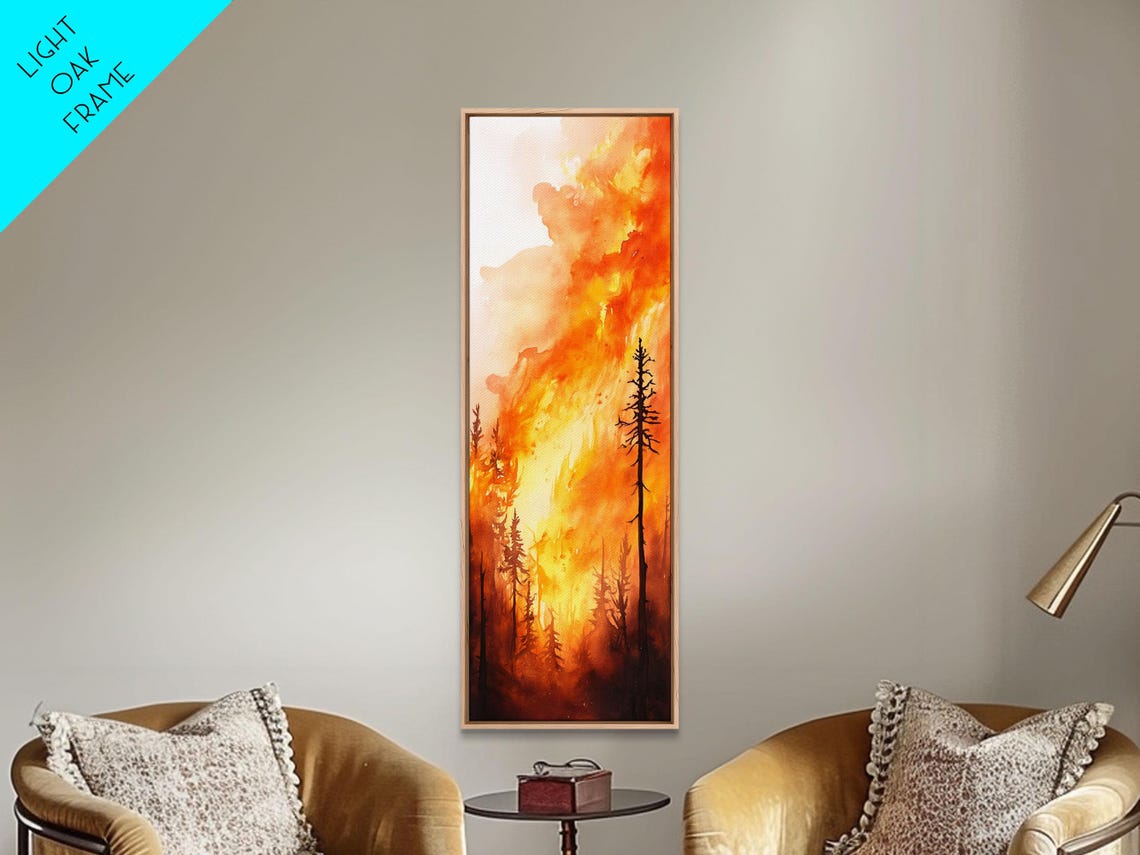 Burning Forest Wildfire Flames Dramatic Fiery Landscape Wall Art - Image 4