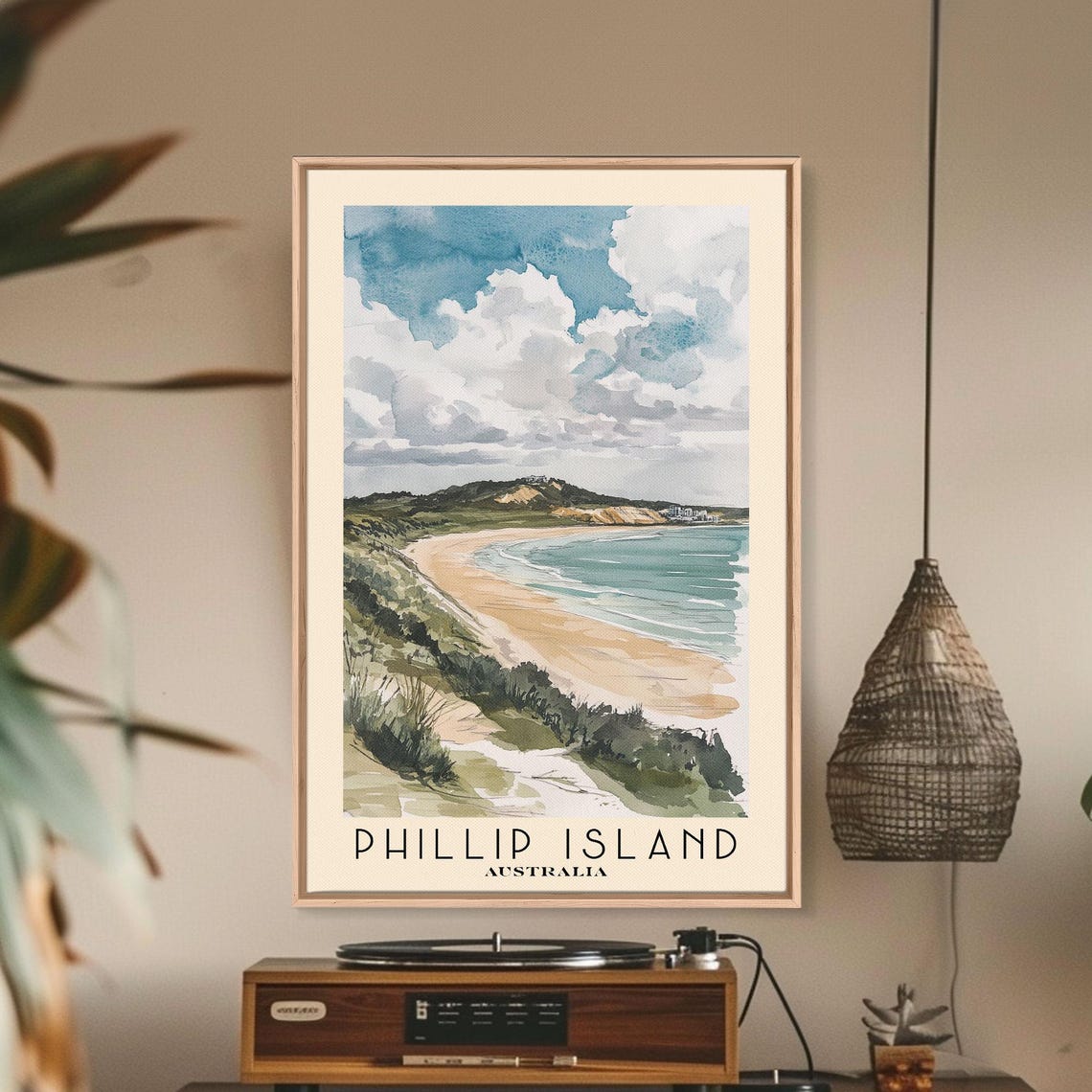 Phillip Island Australia Sandy Bay Grassy Dunes Cloudy Sky Poster - Image 2