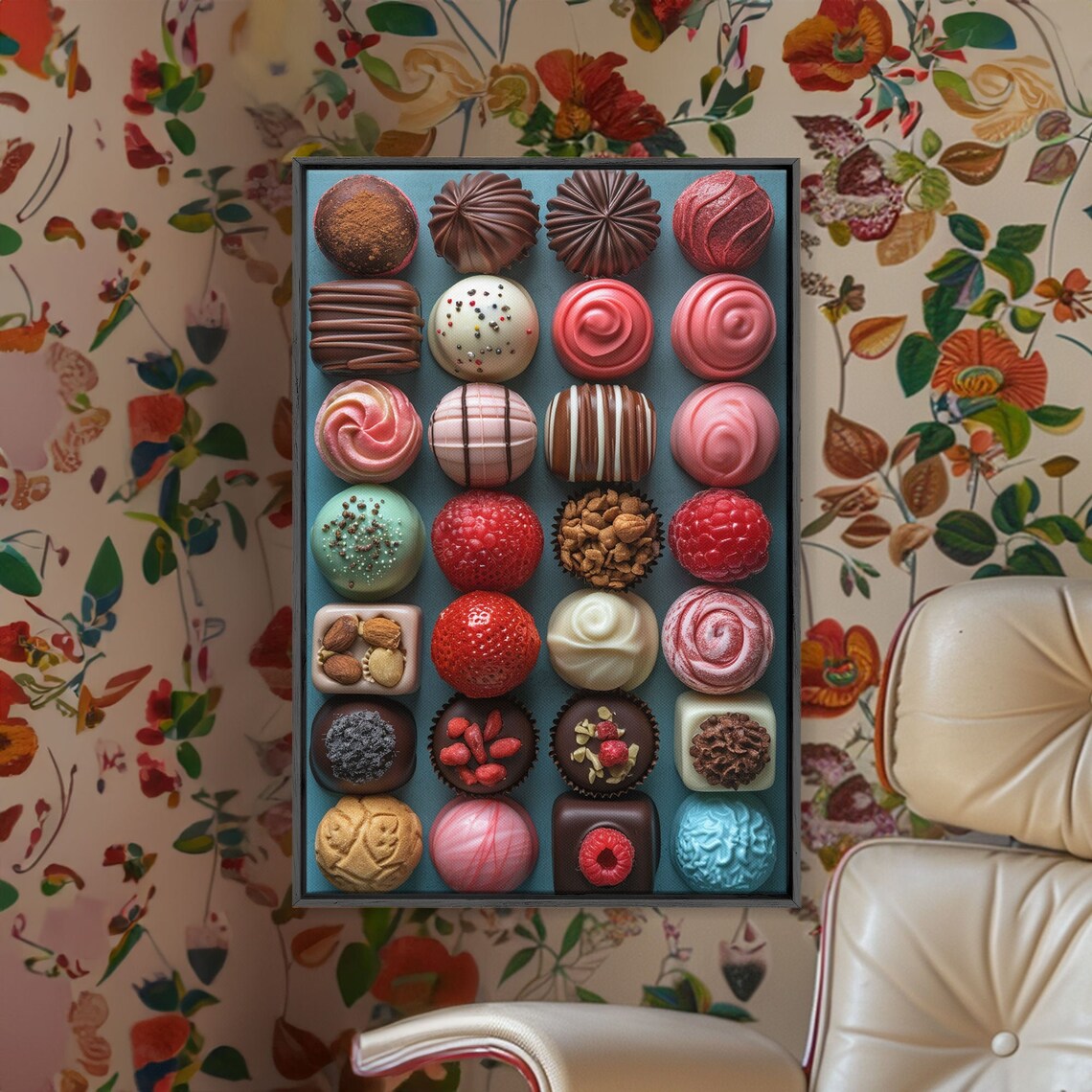 Chocolate Candy Kitchen Art Print, Pink Aesthetic