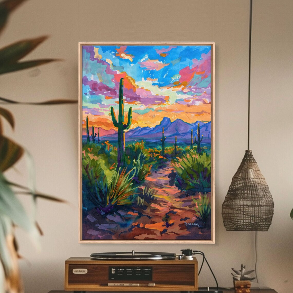 Framed Print Sunset Over Desert With Cacti Stunning Wall Art For Living Room Or Bedroom Decor - Image 5