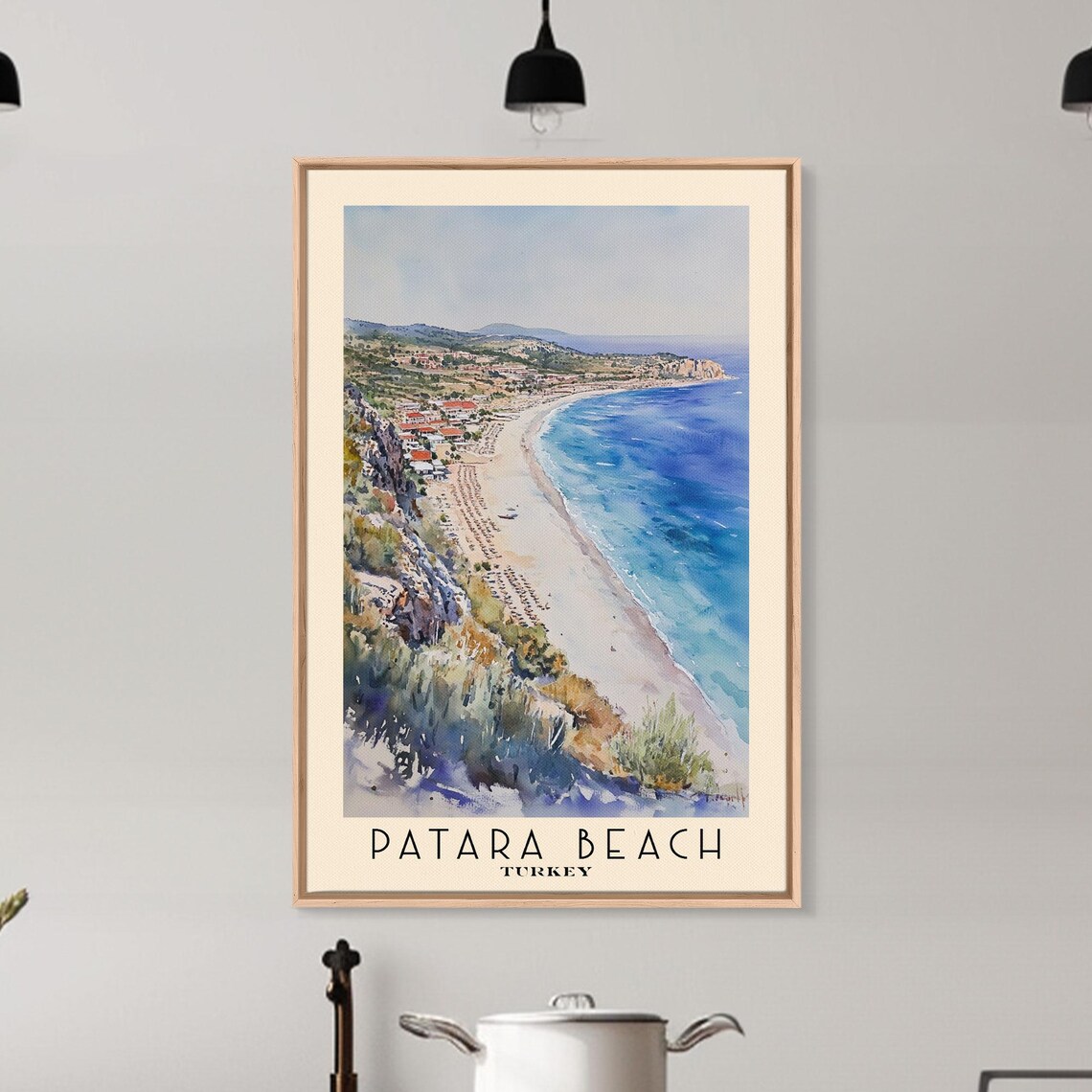 Patara Beach Turkey Aerial Long Sand Shore Turquoise Sea Umbrella Poster - Image 6