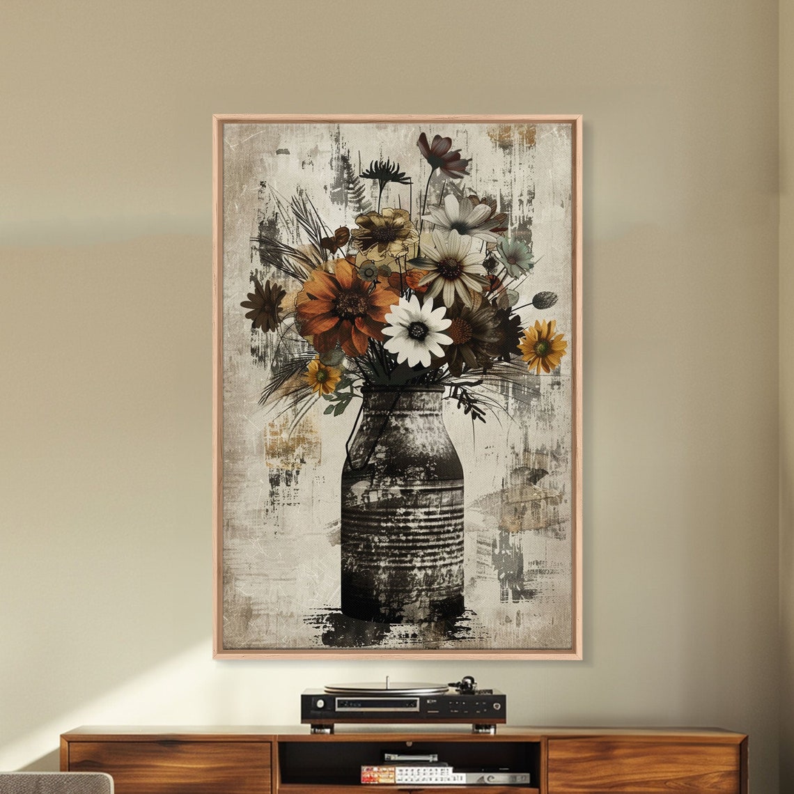 Vintage Wildflowers Old Milk Can Rustic Distressed Botanical Wall Art - Image 3