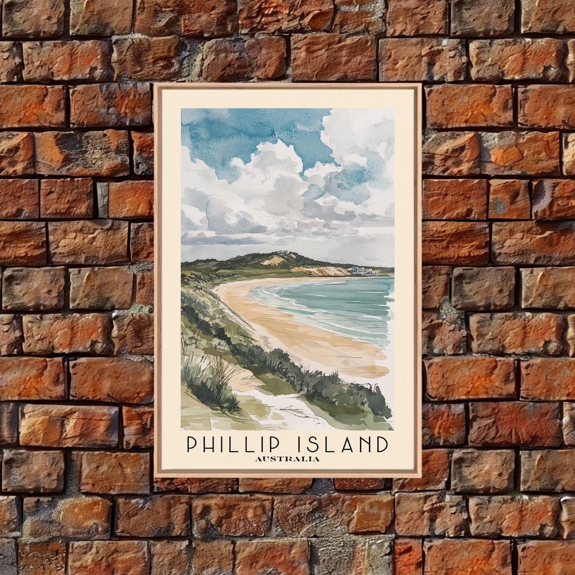 Phillip Island Australia Sandy Bay Grassy Dunes Cloudy Sky Poster - Image 4