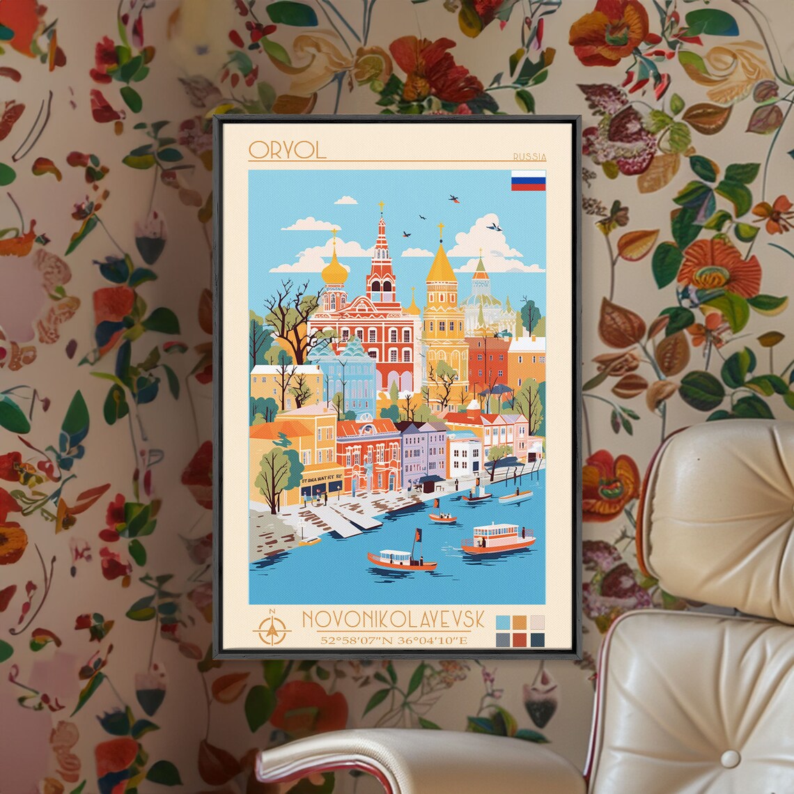 Oryol Russia Riverfront Churches Onion Domes Colorful Travel Poster - Image 5