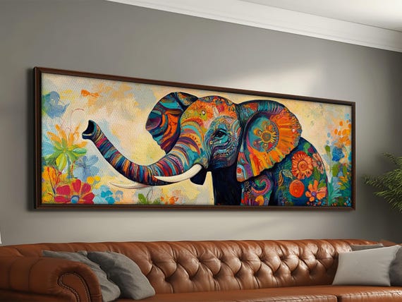 Elephant Abstract Art Print, Whimsical Farmhouse Decor