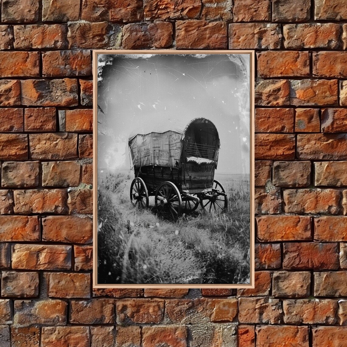 Old West Covered Wagon Sepia Prairie Pioneer Trail Vintage Wall Poster - Image 3