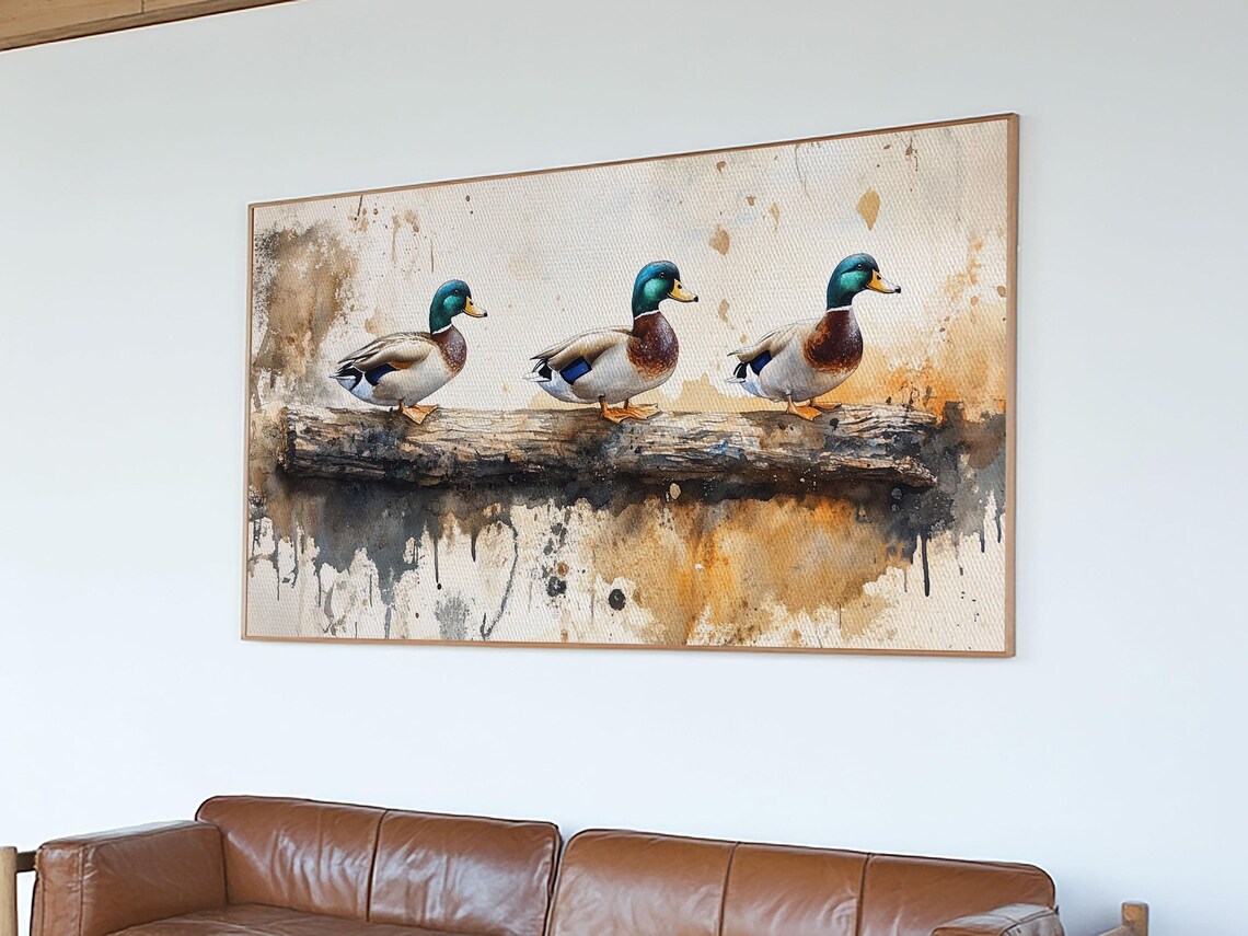 Rustic Ducks on a Log, Meadow Nature Art Print - Image 6
