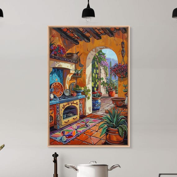 Southwestern Kitchen Mexican Tile Art, Vibrant Poster