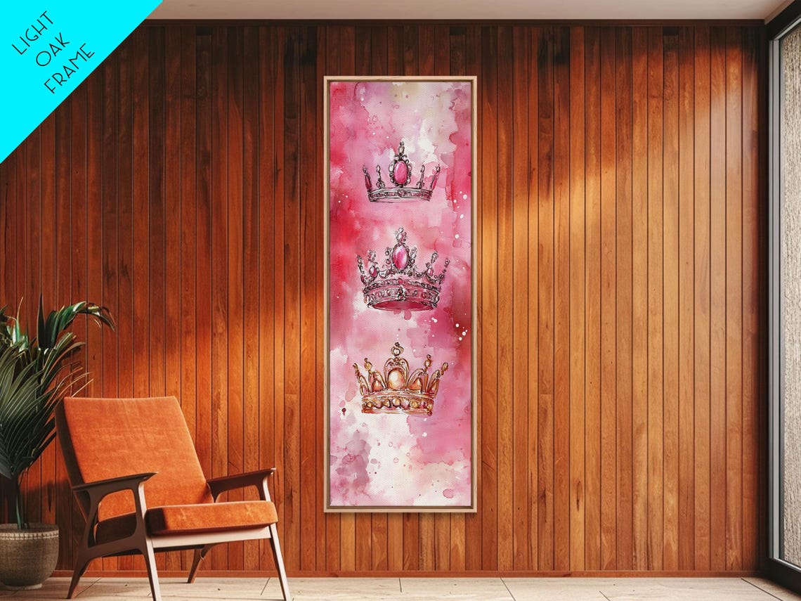 Three Pink Watercolor Crowns Royal Feminine Wall Decor Poster - Image 3