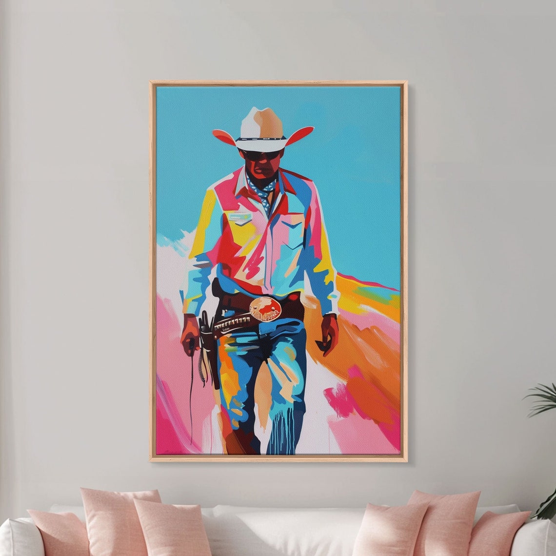 Cowboy Walking White Hat Colorful Pop Art Western Rodeo Poster - Image 3