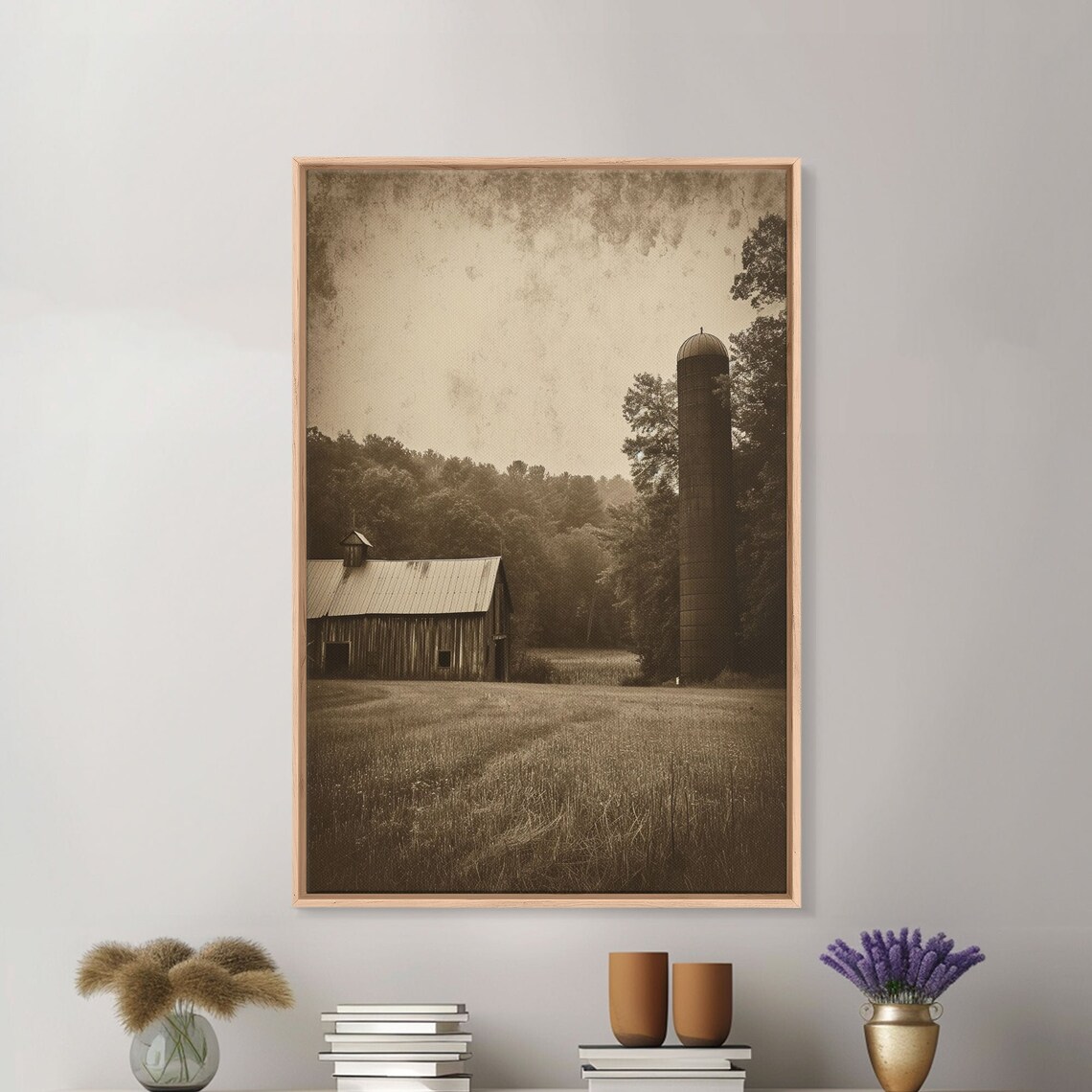 Sepia Vintage Farm Barn Silo Countryside Old Photograph Art Print - Image 3
