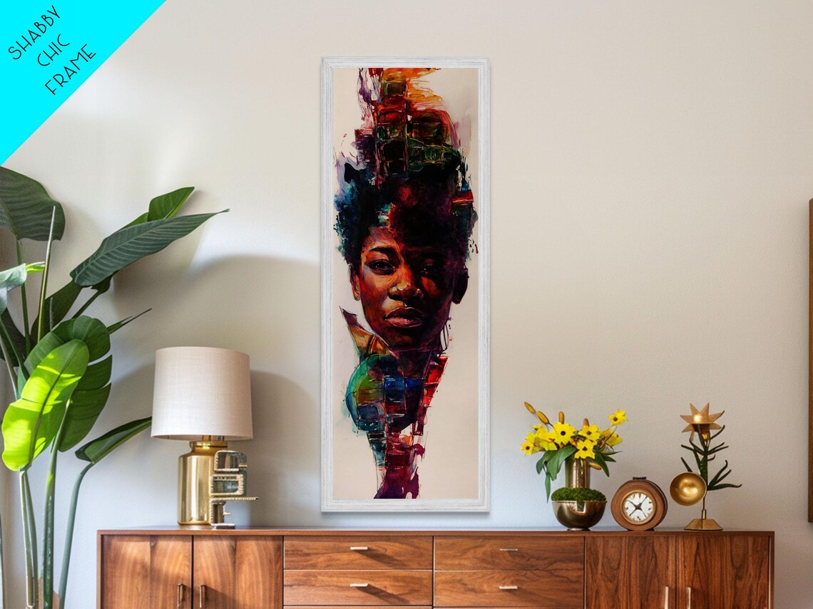 African Woman Portrait Colorful Abstract Watercolor Art Poster - Image 3