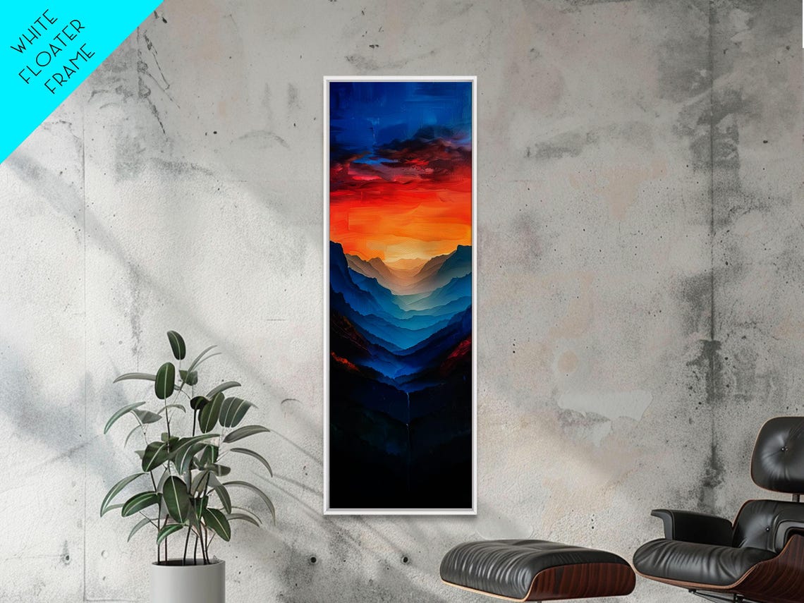 Sunset Over Layered Blue Mountain Ridges Panoramic Valley Art Print - Image 6