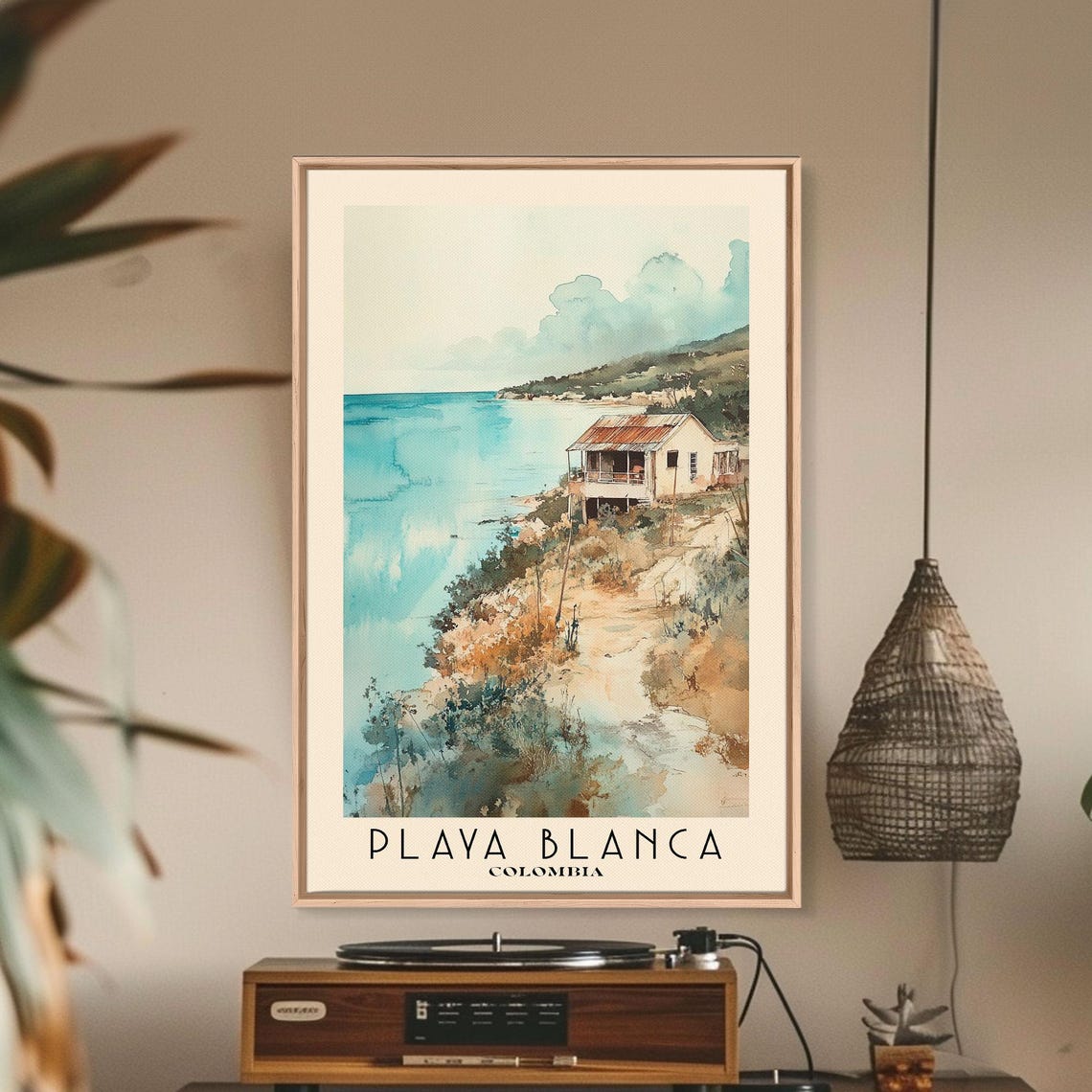 Playa Blanca Colombia Stilt Hut Rocky Point Turquoise Bay Poster - Image 2