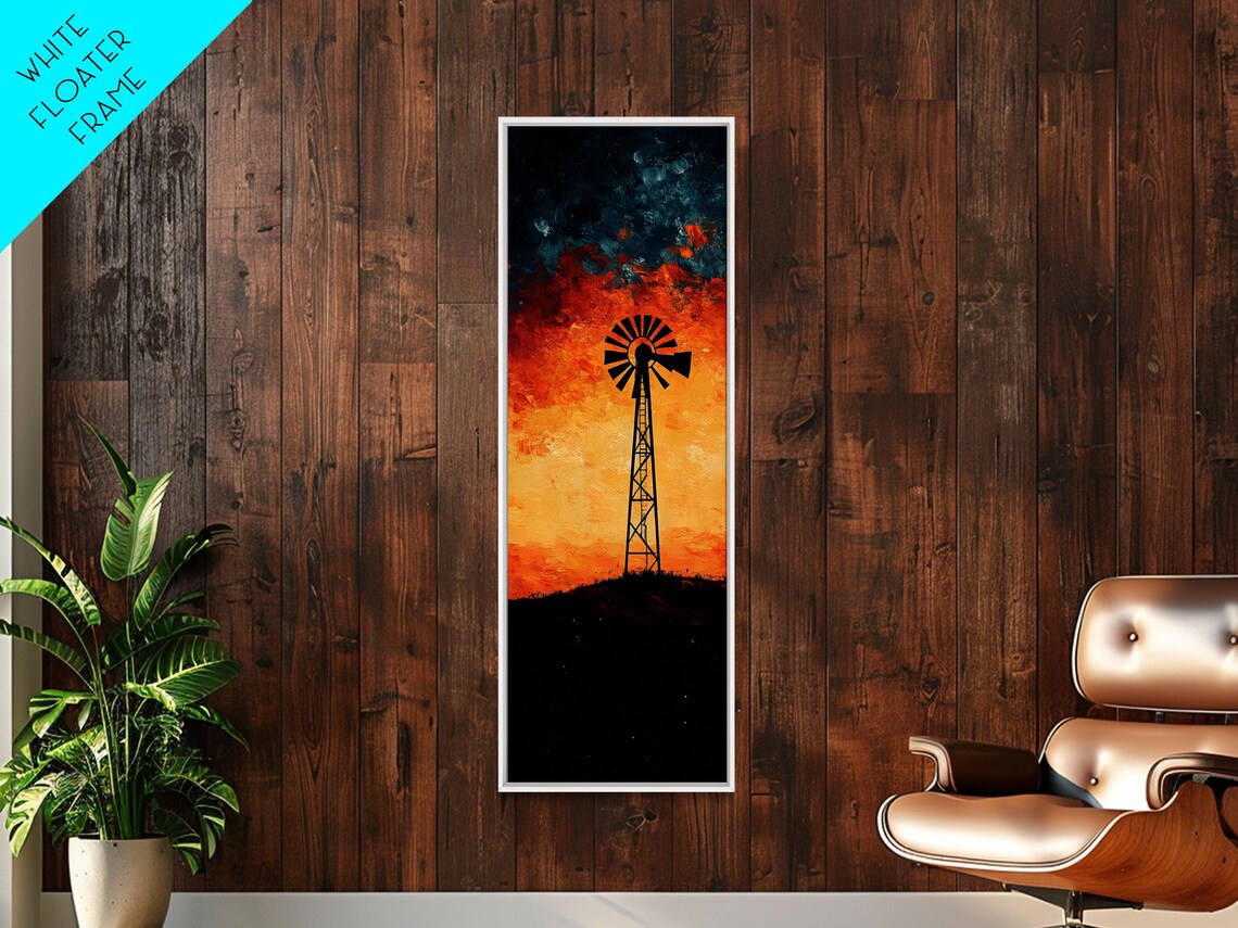 Windmill Print Southwest Wall Art Moody Desert Sunset Artwork Rustic Decor Joshua Tree Inspired Gift Idea For Her - Image 2