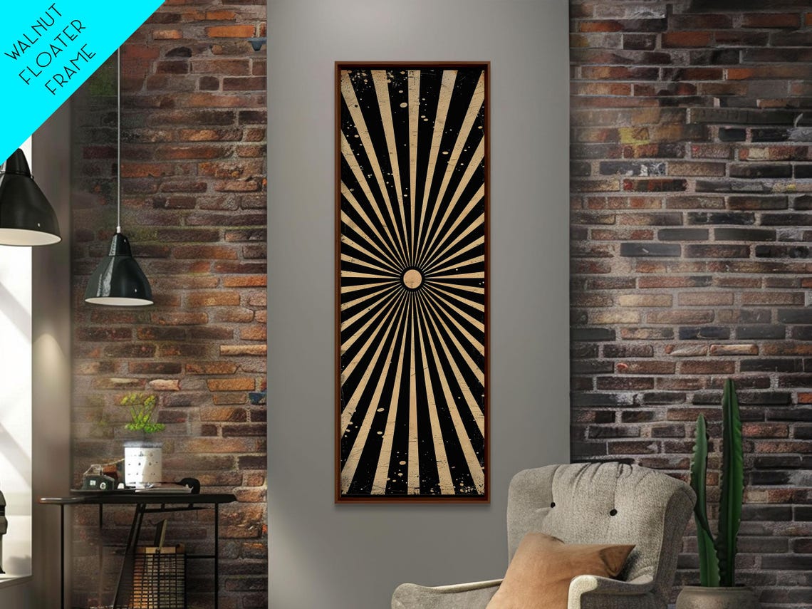 Black And Cream Vintage Sunburst Rays Art Deco Wall Art Print - Image 4