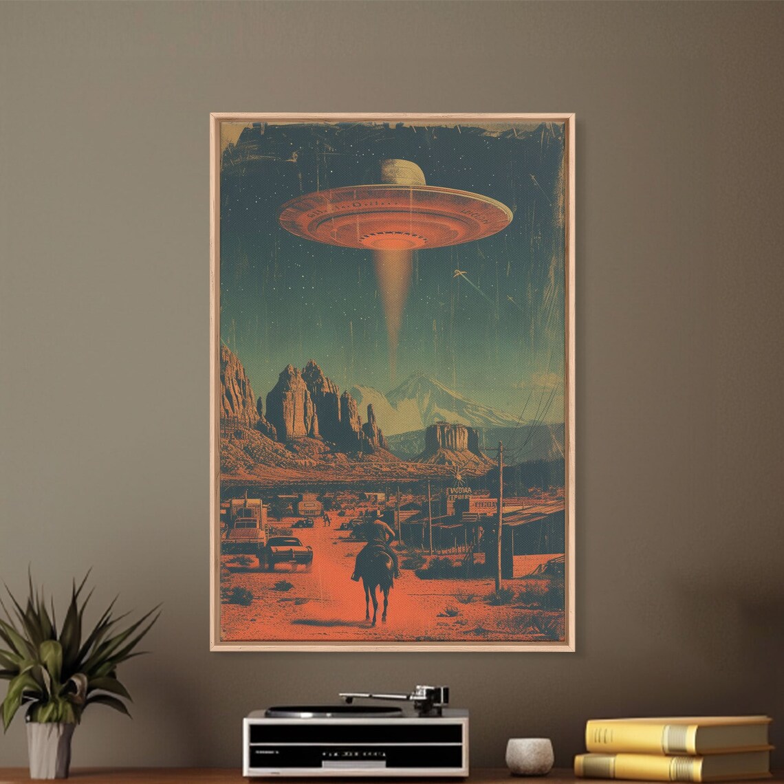 Retro Cowboy UFO Poster, Mid-Century Sci-Fi Style - Image 5