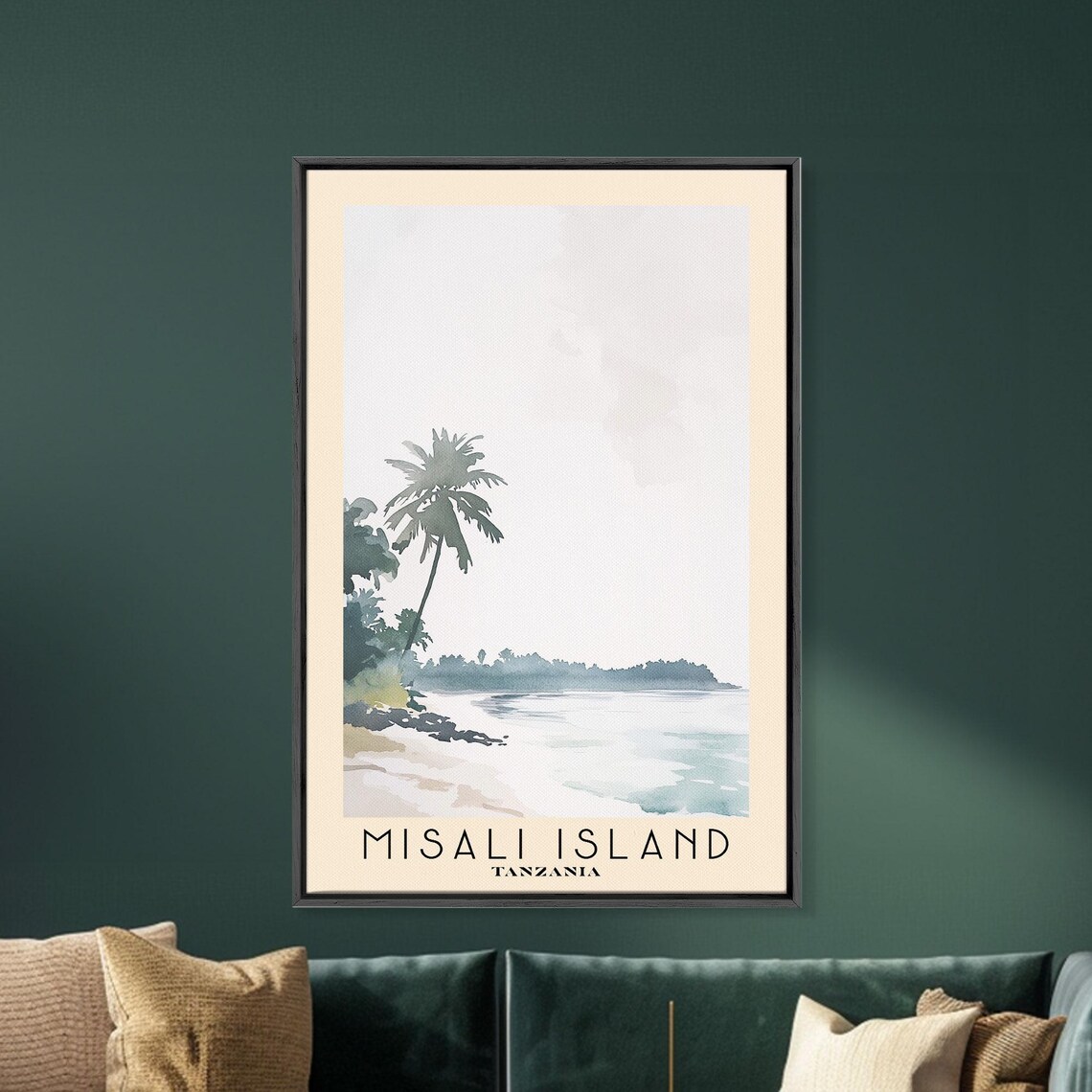 Misali Island Tanzania Minimalist Palm Beach Watercolor Travel Poster - Image 5