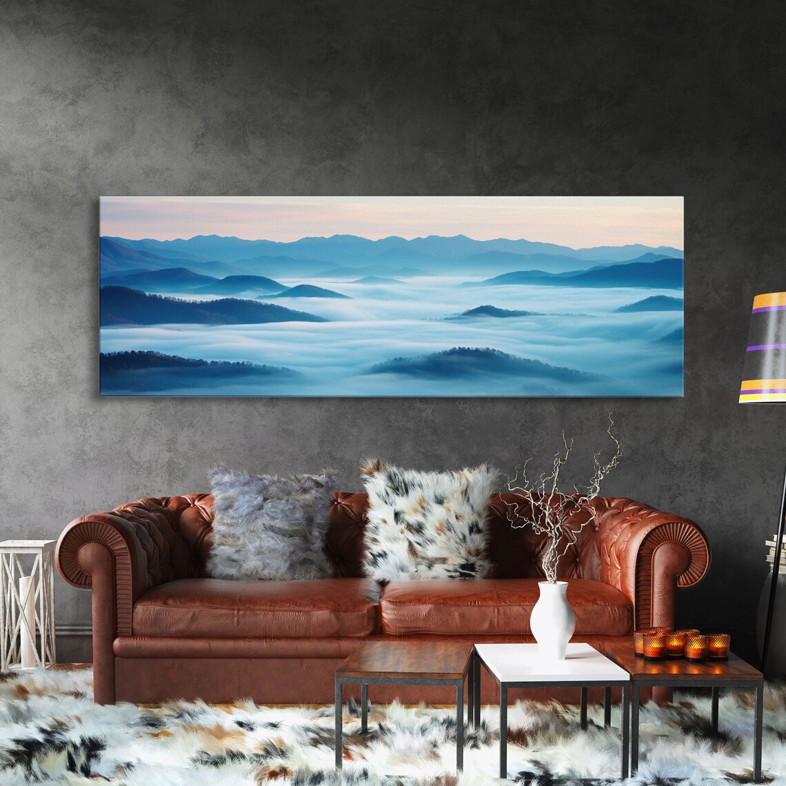 Blue Ridge Mountains Panoramic Wall Art Bluebridge Mountains National Parkway Beautiful Cabin Decor Boho Photography Wall Art Print - Image 3