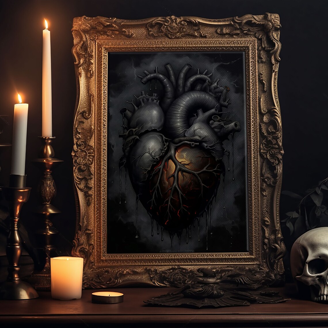 Dark Heart Halloween Macabre Goth Decor Art Print