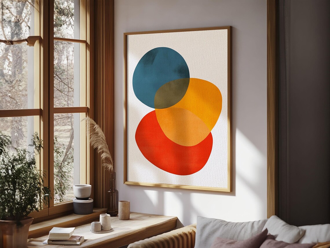 Modern Abstract Colors And Shapes, Retro Wall Art Print