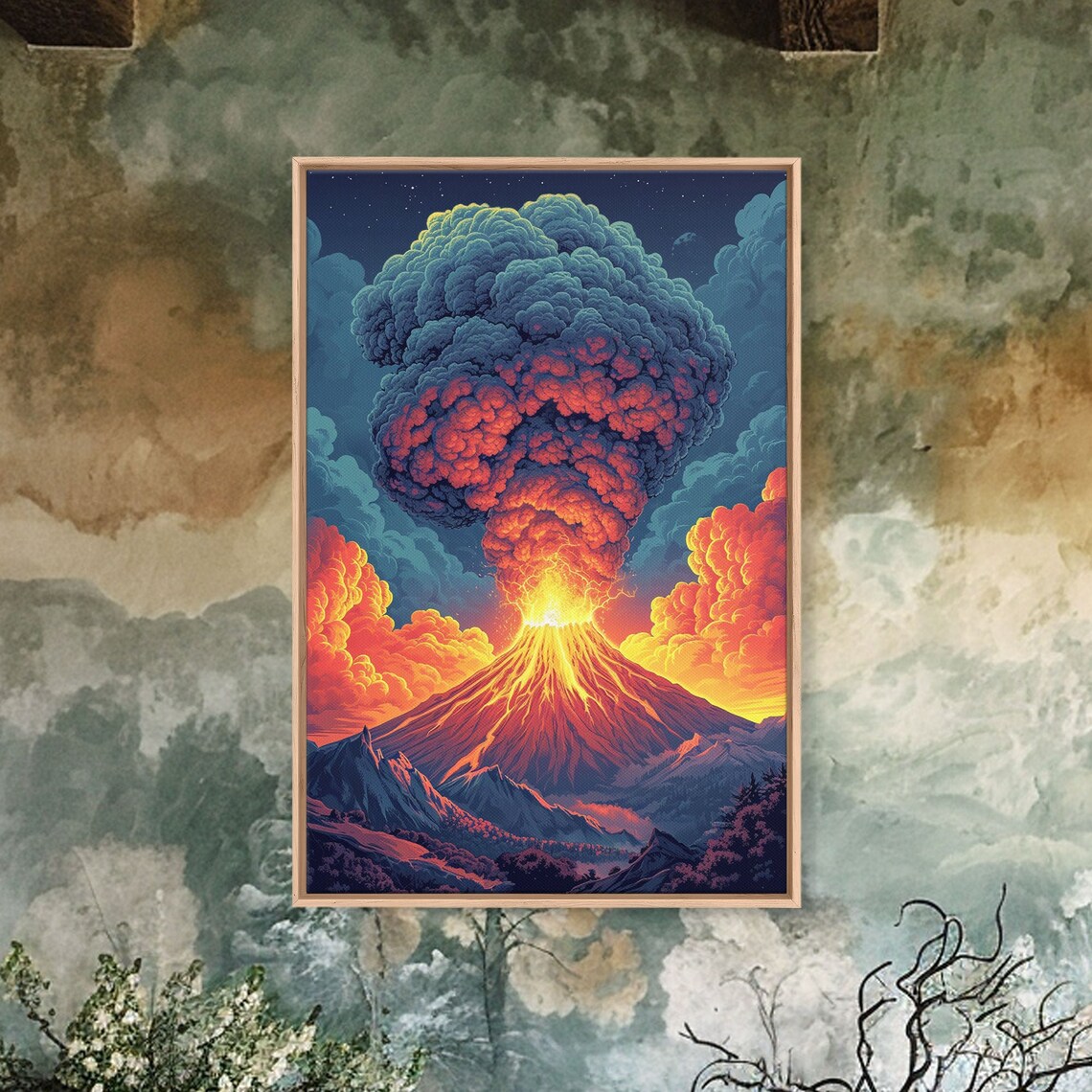 Colorful Volcanic Eruption Printed On Printed Wall Art With Volcano Landscape Vibrant Cloud Wall Art Modern Landscape Art - Image 5
