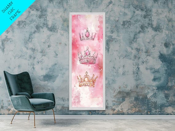 Pink Crown Illustration Print Whimsical Art Light Pink Wall Art Feminine Wall Decor Unique Painting Cottagecore Wall Art