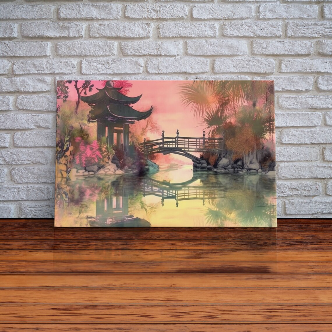 Oriental Painting Wall Art Framed Print Pop Art Style Living Room Art Original Painting Art Nature Art Japanese Pagoda - Image 2