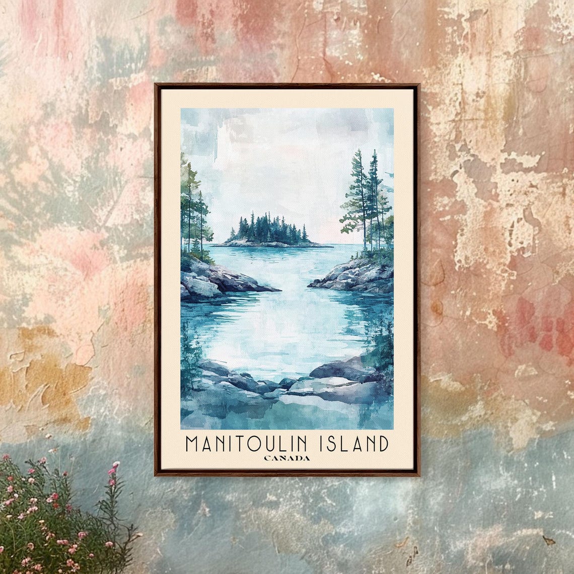 Manitoulin Island Canada Watercolor Beach Print Vacation Gift Canada Wall Art Framed Print Framed Beach Painting - Image 5