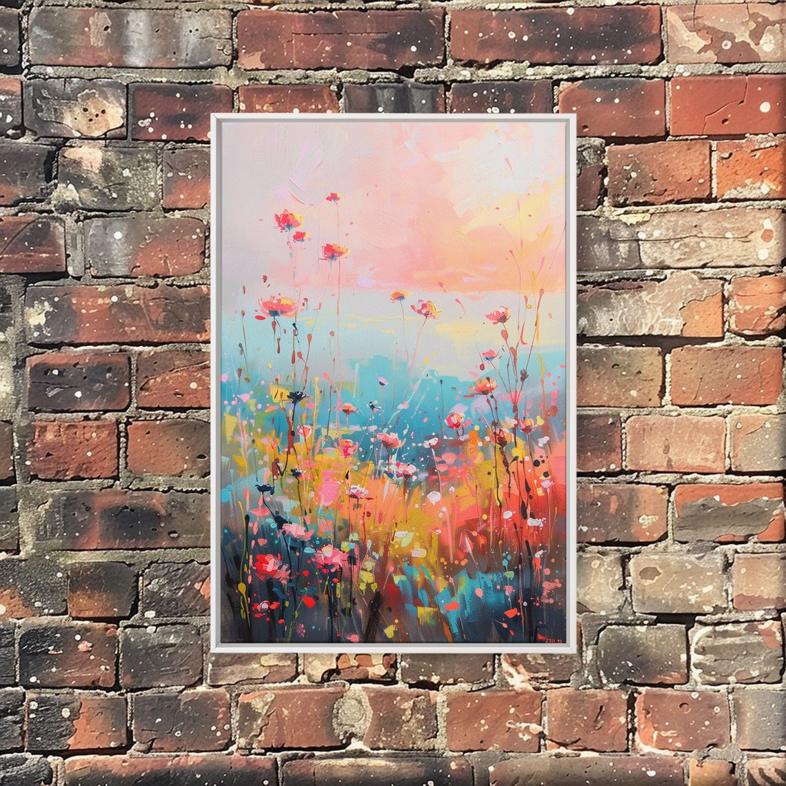 Abstract Wildflower Field At Sunset Colorful Floral Art Poster - Image 4