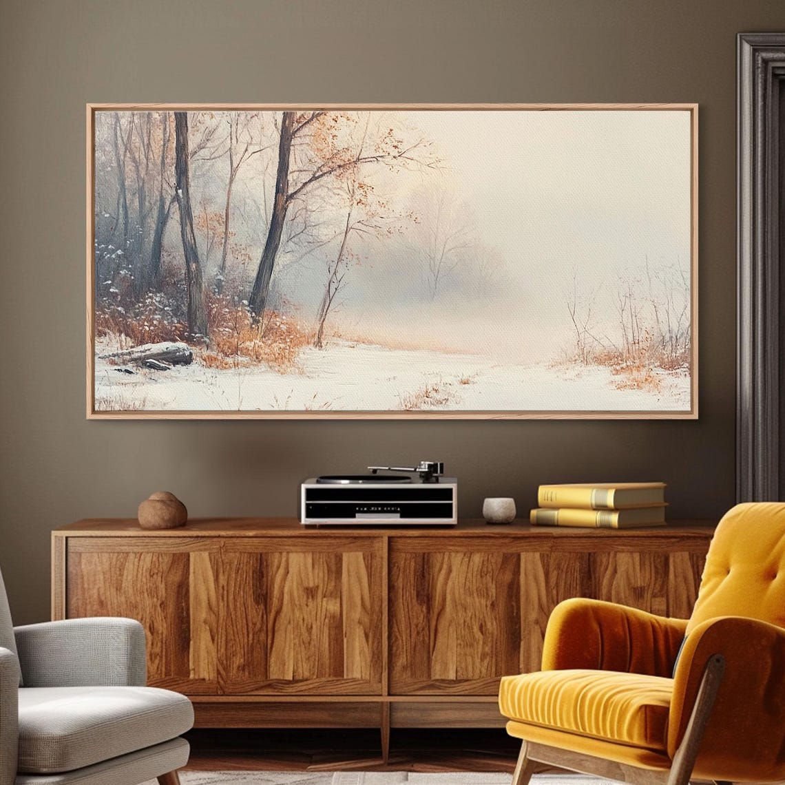 Misty Winter Forest Snowy Trees Soft White Snow Landscape Poster - Image 6