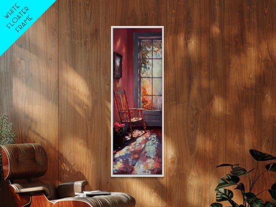 Sunlit Rocking Chair Print Cozy Cottagecore Wall Art Pink Light Living Room Art Rustic Farmhouse Vertical Artwork