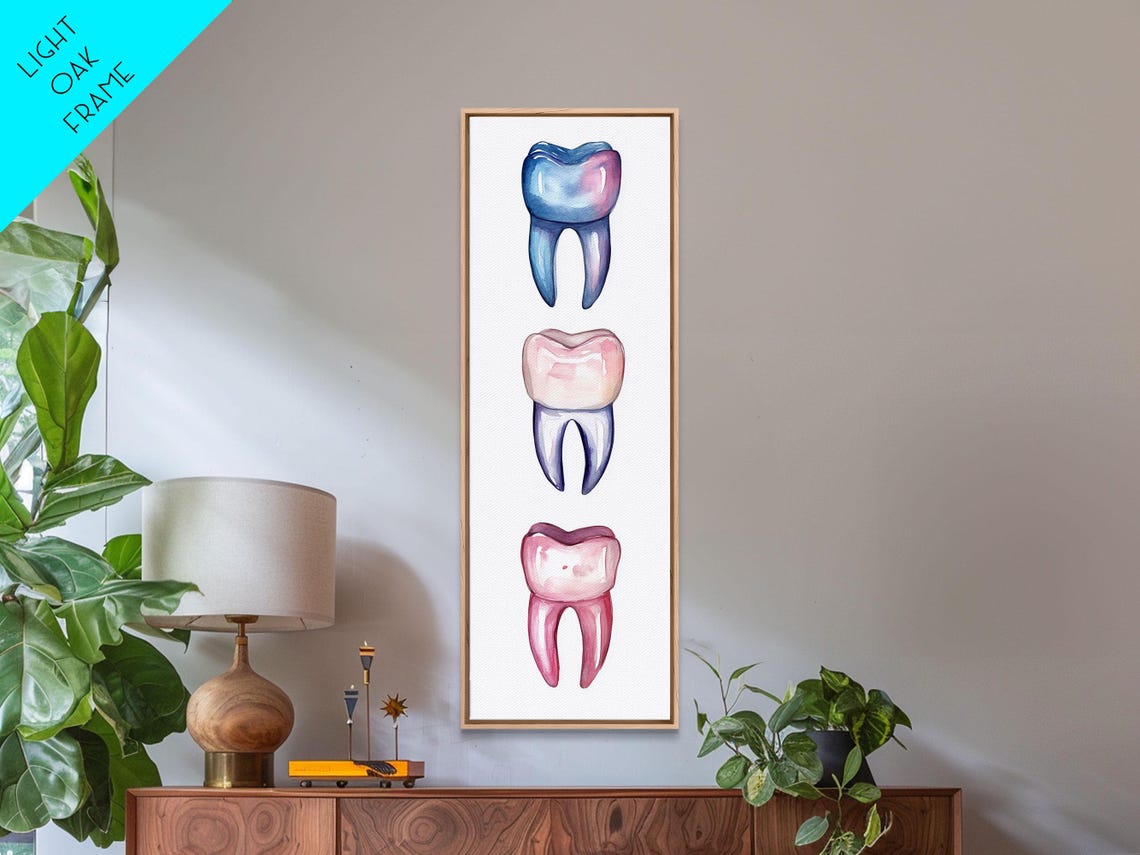Whimsical Rainbow Teeth Print Dentist Office Vertical Wall Art Vibrant Dental Art Print For Gift Ideas - Image 2