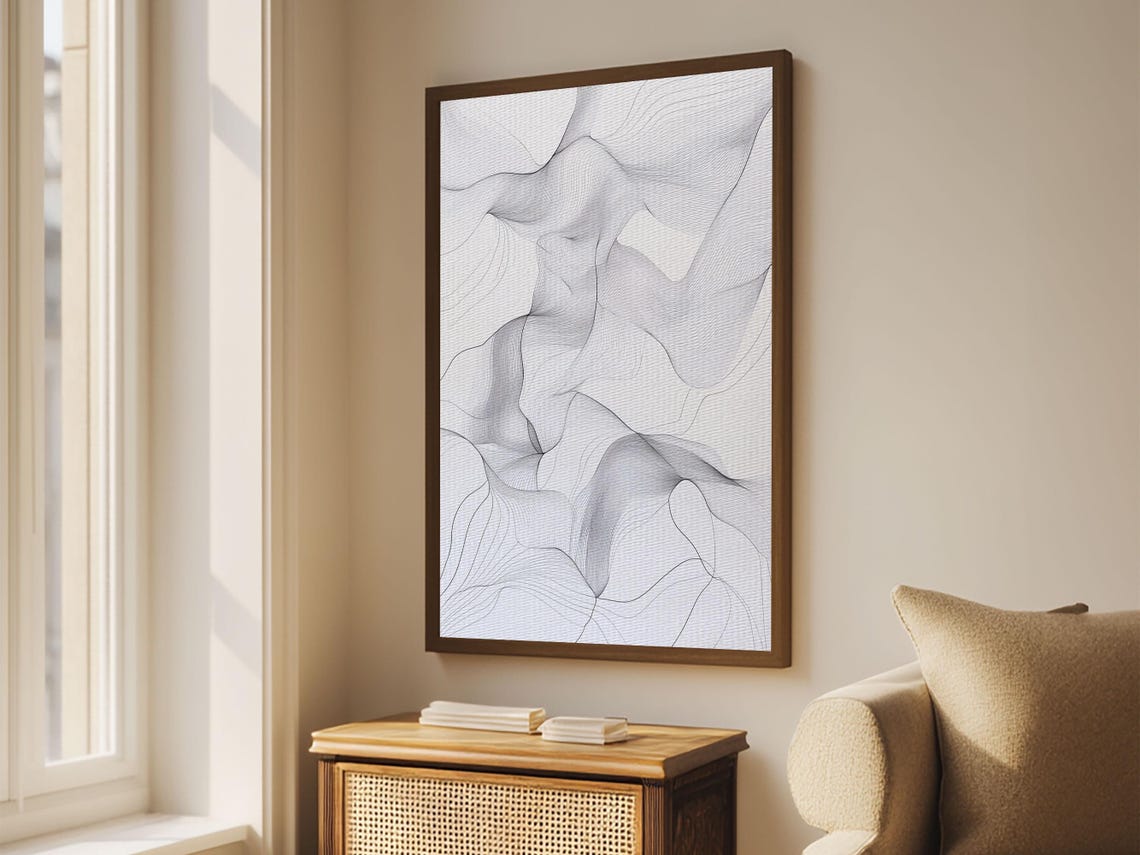 Black White Line Art Print Minimalist Geometric Wall Decor Modern Zen Artwork Above Couch Gift Idea Stylish Home Accent - Image 5