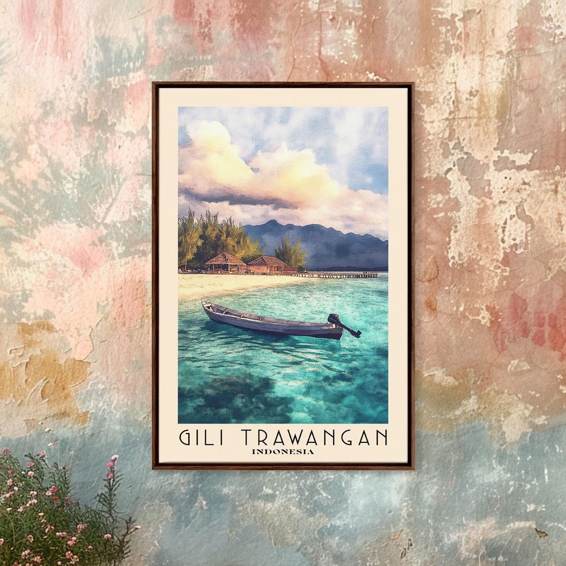 Gili Trawangan Indonesia Turquoise Lagoon Boat Sunset View Poster - Image 4