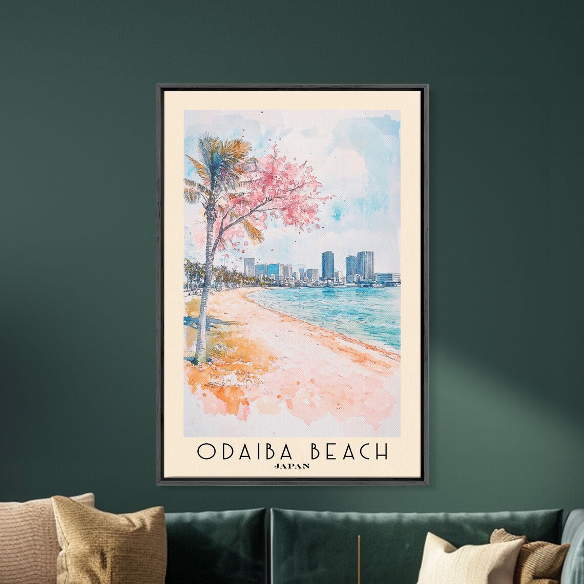 Odaiba Beach Japan Cherry Tree City Skyline Bay Curve Shore Poster - Image 5
