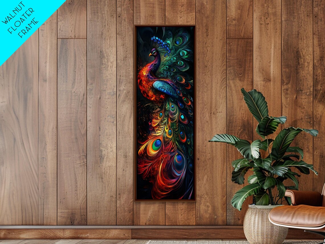 Ethereal Peacock Art Framed Print Rustic Decor Accent Ideal For Moody Art And Home Decor Vibrant Bird Art - Image 2