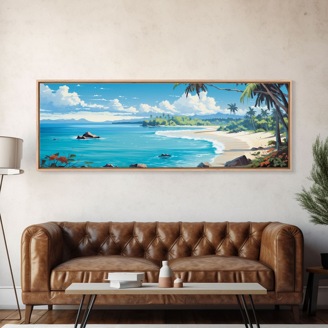 The Beach Tropical Painting Framed Print Hawaii Art Tropical Decor Above Sofa Wall Art Wall Hanging - Image 5