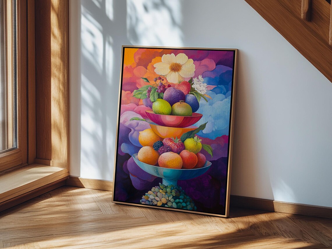 Colorful Fruit Bowl Still Life Art Print for Kitchen - Image 6