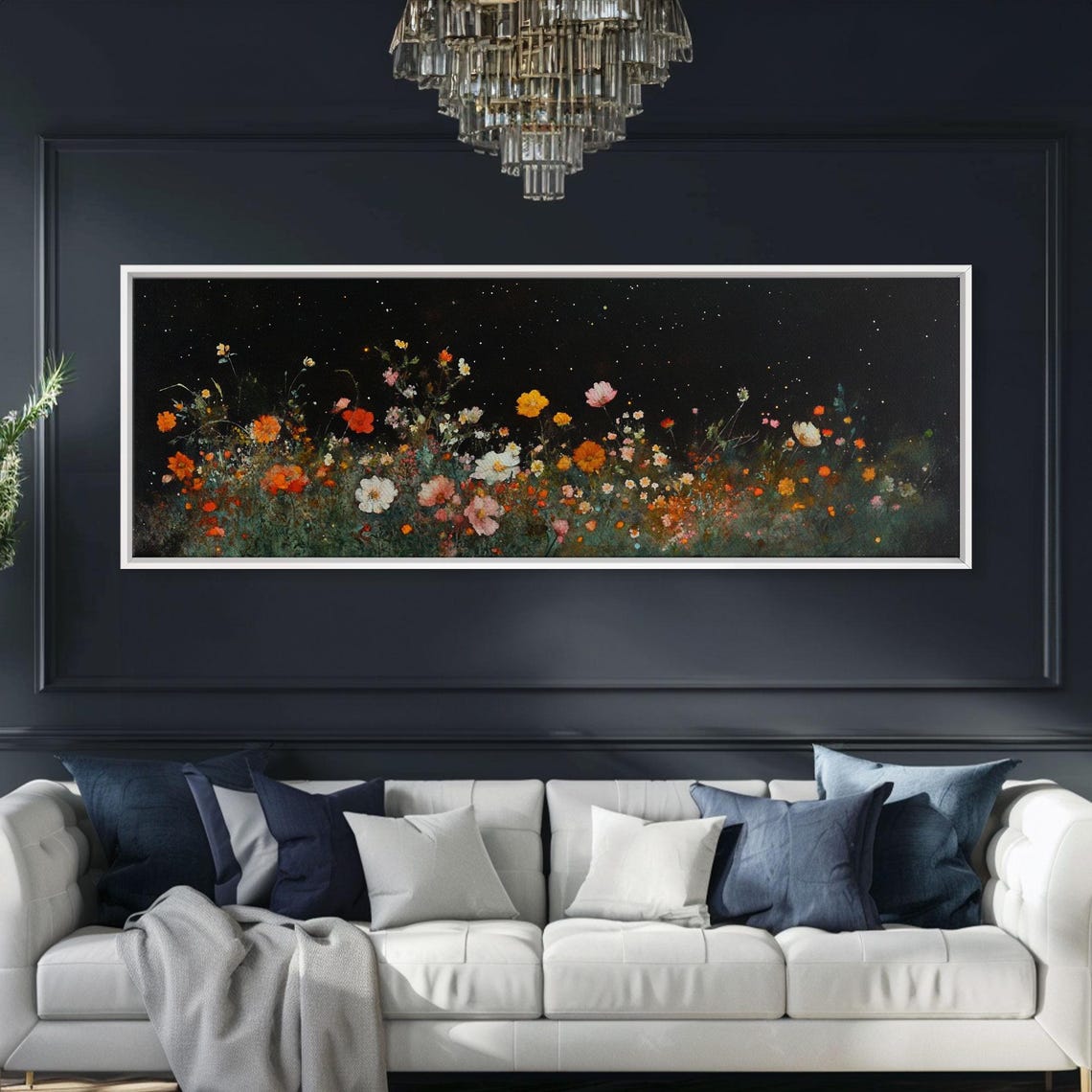 Wildflowers At Night Black Background Botanical Floral Art Print - Image 4