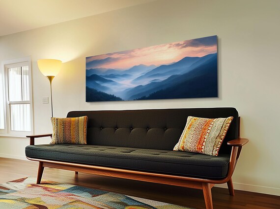 Morning Fog Over The Blue Ridge Mountains Framed Print Landscape Nature Wall Art Painting Print Mountain Painting Art