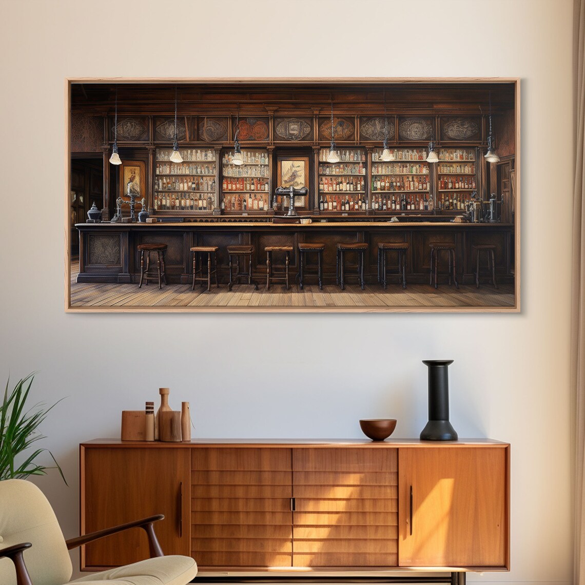 Western Prohibition Tavern Art Print, Bar Decor