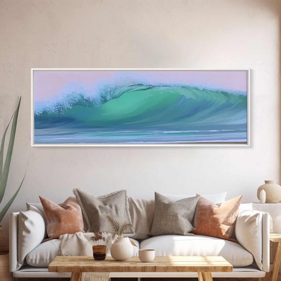 Minimalist Ocean Wave Pastel Turquoise Seascape Abstract Beach Art Poster - Image 5