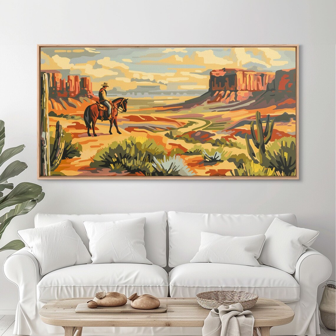 Cowboy Overlooking Desert Canyon, Western Art Print - Image 5