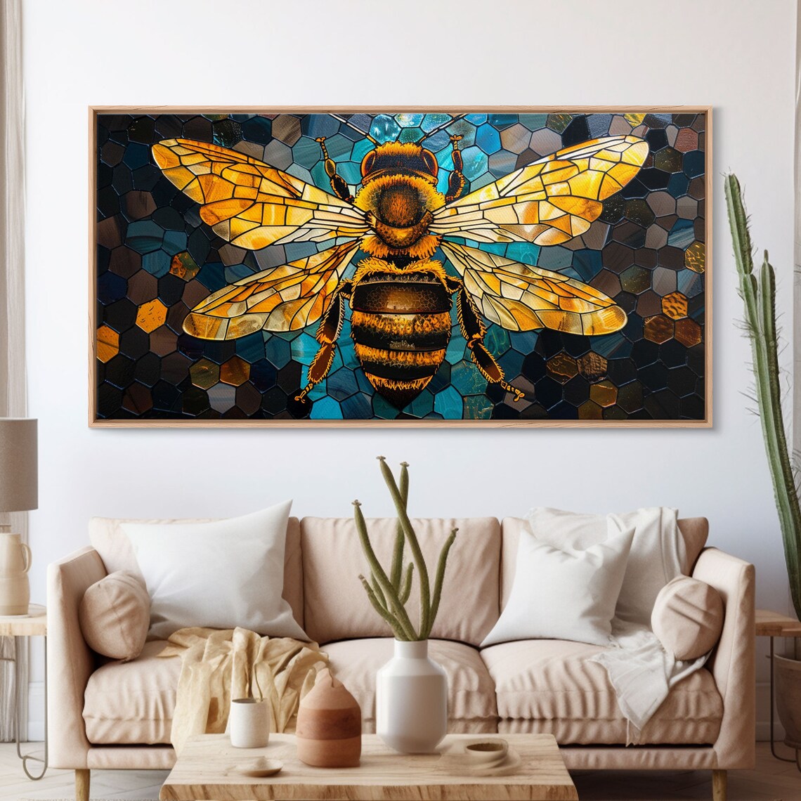 Honey Bee Trendy Stained Glass Style Art Print - Image 3